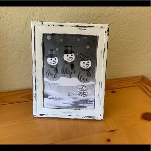 Farmhouse Christmas snowman buffalo picture 5x7 w/frame